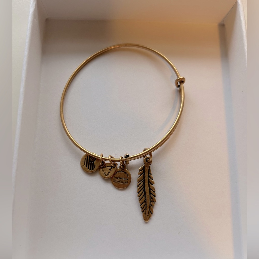 Alex and Ani -- gently used gold bangle, FEATHER (small)